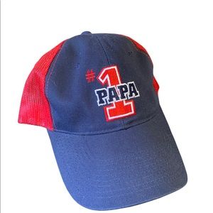 #1 Papa Trucker Style Mesh SnapBack Hat Dad Hat Grandpa Cap Fathers Day Red